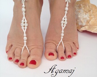 Barefoot sandals,Starfish beaded barefoot sandals,Beach wedding barefoot sandals,Beaded barefoot sandals,Bridal barefoot sandals,Bridalparty