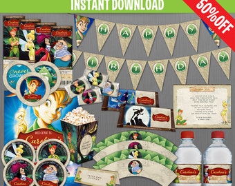 Disney Peter Pan Birthday Party Collection - Instant Download and Edit with Adobe Reader - Peter Pan Birthday - Peter Pan Party Decor
