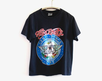 1989 True Vintage Black Aerosmith 'Aero-Force One' T-Shirt Large
