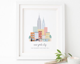Personalised New York City Print - Personalised New York Print - Personalized City Print - New York City Print - City Prints - Housewarming