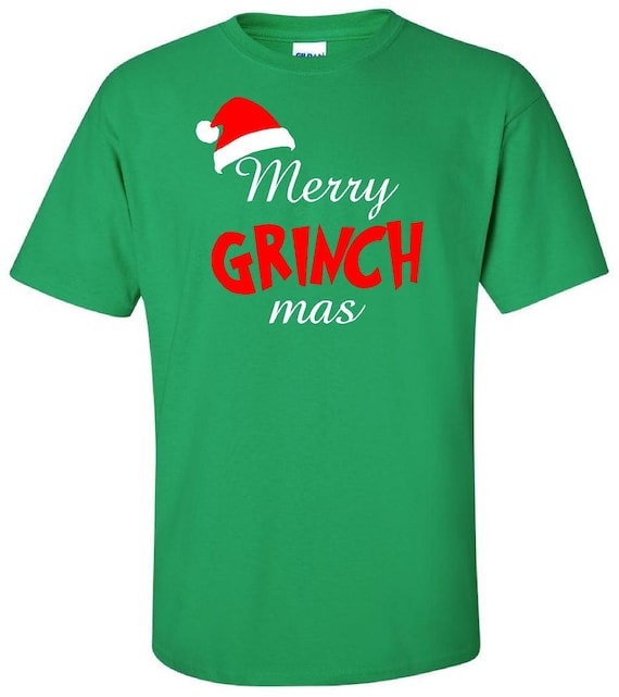 Items similar to Merry Grinch Mas - Funny Grinch T Shirt - Adult Unisex ...