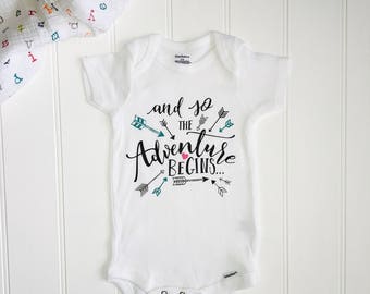 Baby Announcement ONESIE® //New baby ONESIE® // Unisex Onesie® // And so the adventure begins // New baby ONESIE®