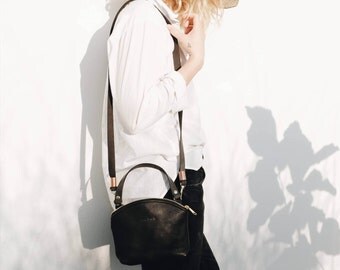 Woman Leather Bag Shoulder Bag Boho Crossbody Bag Hipster Leather Tote Bag Handmade Unique Gift for Her CURVE BAG MINI