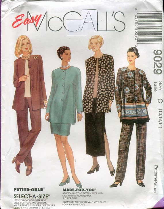 1990s McCalls 9029 Misses Unlined Jacket Top Pull-on Pants