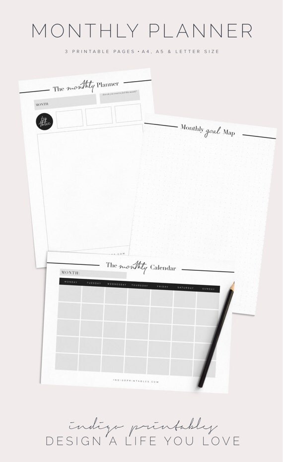 Monthly Planner Printable Monthly Planner Kit Printable