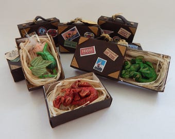 Fantastic Beasts type matchbox suitcase with polymer clay charm