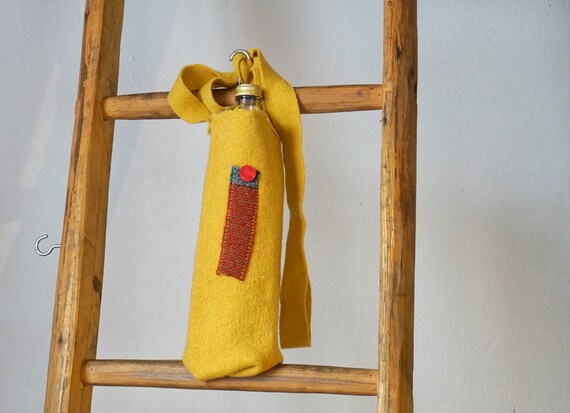 Water Bottle Holder I yellow Bottle Holster I Shoulder holster for water bottle all sizes I Handmade Gift I school Water bottle Carry