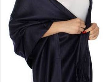 Dark Navy Blue Pashmina - Navy Blue Bvy blue scarf - navy favors - navy blue wedding shawl - navy blue cover upsridesmaid's gifts - Dark Na