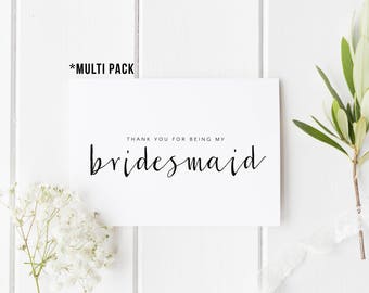 MULTI PACK Thank You For Being My Bridesmaid, Wedding Thank You, Bridesmaid Thank You Card, Wedding Card Bundle, Maid of Honour, Flower Girl