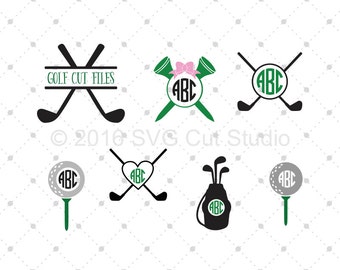 Golf SVG Cut Files, Golf Monogram Frame SVG Cut Files for Cricut, Silhouette and other Vinyl Cutters, svg files