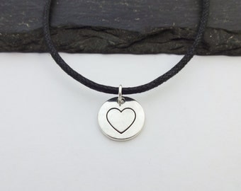 Heart Choker, Heart Necklace, Heart Cord Necklace, Charm Necklace, Heart Jewellery, Valentines Gift, Valentines Necklace, Choker Necklace