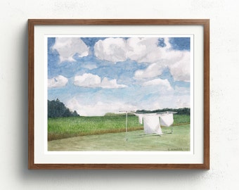Laundry Room Decor - Laundry Room Art - Laundry Art - Farmhouse Art Print - Farmhouse Chic Style - Maryland Landscape Print - Wash Room Art