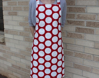 Red and White Large Polka Dot Apron