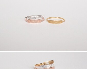 Actual Fingerprint Bar Ring / Personalized Bar Ring / / Stacking Ring / Memorial Gift / Gift for her - NR08