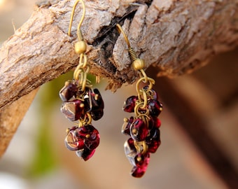 Gifts for best friends cluster earrings January birthstone Jewelry gemstone Jewelry gemstone earrings Garnet Jewelry Garnet earring for mom