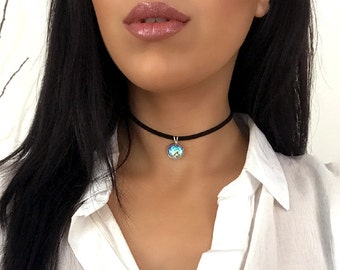 MERMAID Iridescent Choker Necklace Mermaid Scales Choker Green White Purple Orange Blue