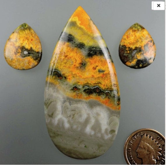 Bumble Bee Agate Cab Set Bumble Bee Agate Orange Yellow