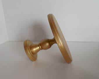 8" Wood Cake Stand / Gold Cake Stand / Cupcake Stand / Cake Pop Stand / Rustic Dessert Stand / Smash Cake Stand