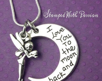 I Love You to the Moon and Back Charm Necklace - Birthday Gift - Granddaughter - Daughter - girls jewelry - child - Fairy - Christmas gift