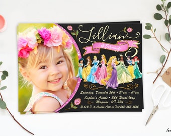Disney Princess invitation, Princess Birthday Invitation, Disney Princess Invite, Princess Printables, princess, glitter princess invitation