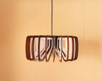 Wood Pendant Light - Edison - Modern Chandelier Lighting - Hanging Dining Lamp - Ceiling Light Fixture - Geometric - Minimal - P4