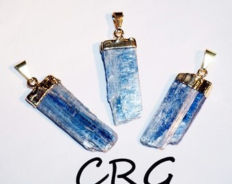 Gold Plated Blue Kyanite Blade Pendant (PT9BT)