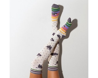 Rabbits Knee High Patterned Socks, PM-126