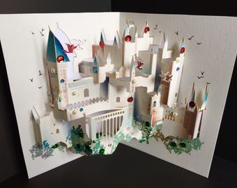 Harry Potter Exclusive/Happy Birthday/For Him/For Her/Kids/Prince/Princess/Just To Say/Get Well Soon 3D Pop Up Hogwarts Castle Handmade Card