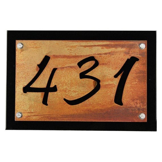 Black Rustic Metal Address Number Plaque House Number Sign