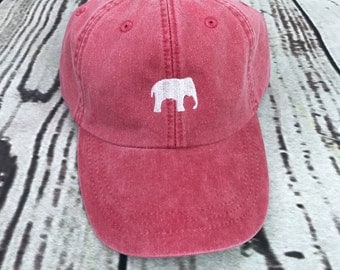 Elephant hat, Elephant baseball hat, Elephant baseball cap, pigment dyed hat, Gameday hat, Alabama hat