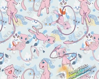 Mew pokemon fabric, custom digitla printing fabric W16DE0501 - 1 meter