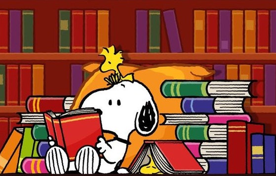 Snoopy Woodstock Reading Books In Library Fridge Magnet