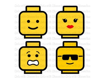 Lego Heads layered svg pack SVG DXF and Png Files for Cutting Machines Silhouette, Cricut or Scan 'N' Cut