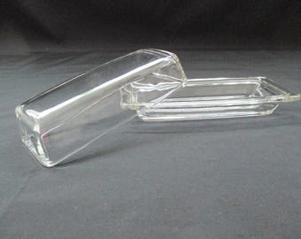 Vintage, Pyrex Butter Dish #72-B, Clear Glass, 2 Piece Set. 1970's to 1980's
