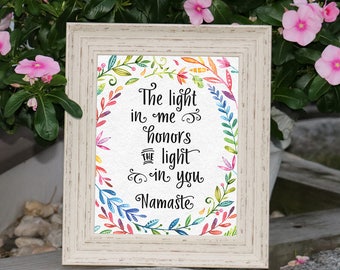 Namaste Yoga Art Print. The Light In Me Sees And Honors Light