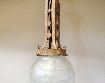 Antique Muller Freres Luneville Ceiling Light - Signed French Art Deco Ceiling Light - 30's