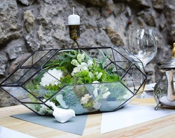 Glass Terrarium Large Rocket Wedding box Stained glass Orchid terrarium Glass decoration Indoor gardening Geometric terrarium