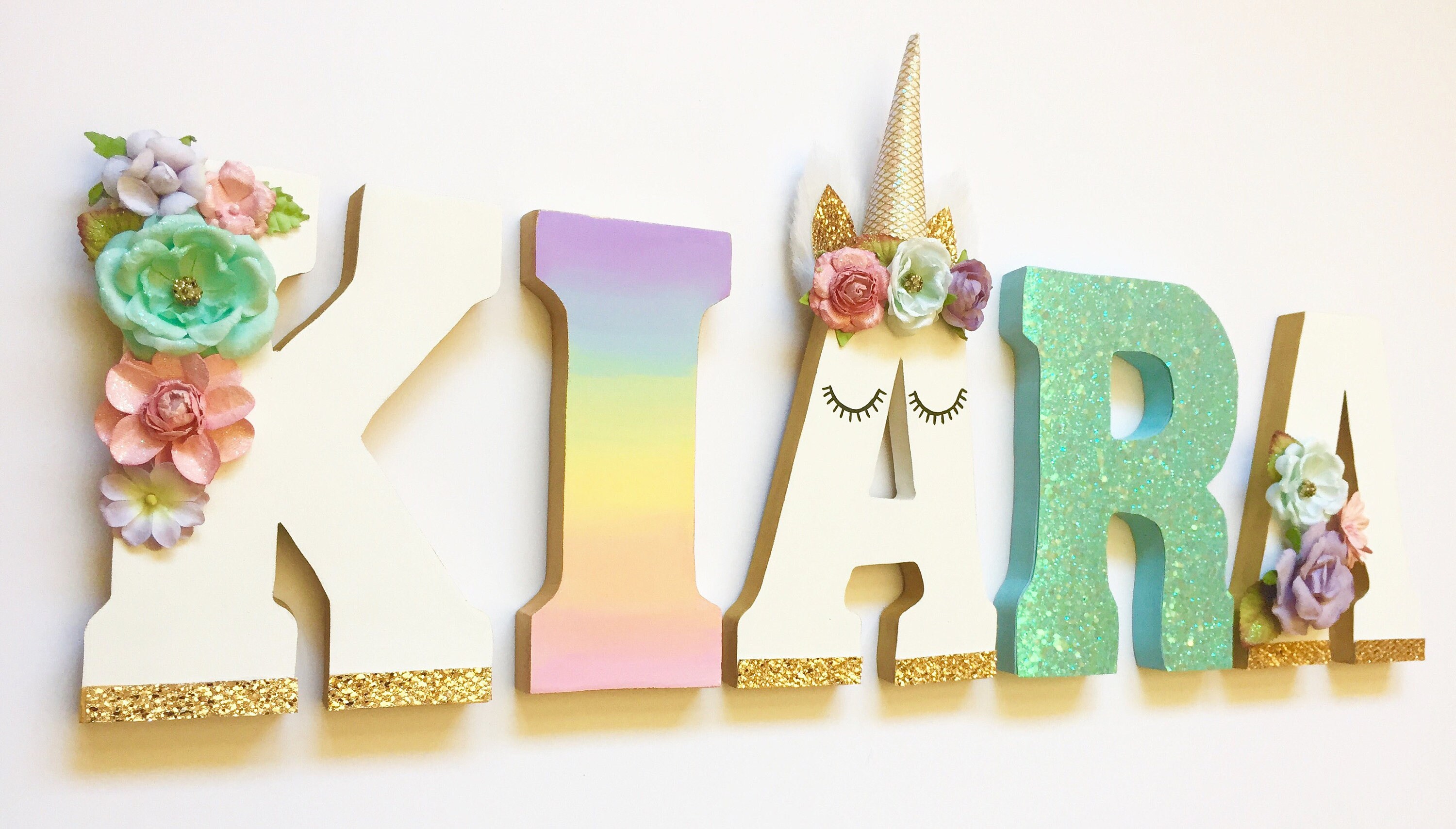 unicorn themed letters home decor party decorations wood