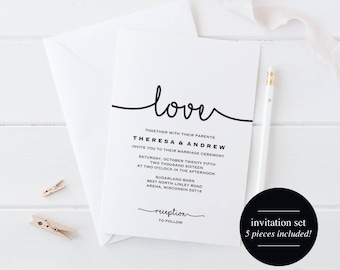 Wedding Invitation Printable, Wedding Invitation Set, Wedding Invitation Download, Wedding Invitation PDF, PDF Instant Download #BPB279_1