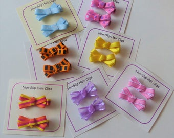 Hair Clips - Non Slip Grip - Choose 2 - Hair Clip Set - Hair Bows - Little Girl Hair Accessory - Barrettes - Multicolored
