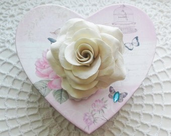 Rose hair flower Rose hair clip Wedding hair flower Beige rose hair flower Bridal hair flower Wedding rose Wedding hair accessory Ivory rose