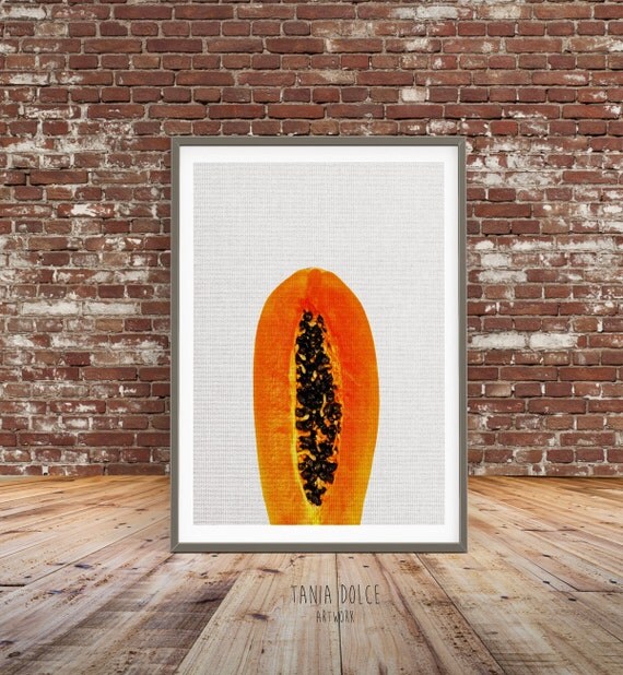 Papaya Print Tropical Fruit Wall Art Papaya Art Kitchen