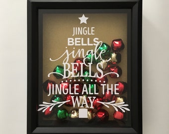 Christmas Shadow Box - Christmas Bell Box - Holiday Decor - Jingle Bells Jingle All the Way - Christmas Shadowbox - Unique Christmas Decor