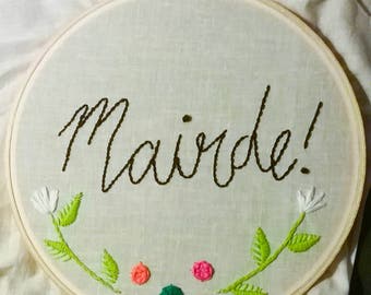 French curse word 8 inch embroidery hoop