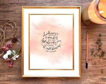 Inspirational Lord of the Rings Quote Art Print, Digital Download of "Darkness Must Pass" Watercolor Printable Calligraphy 8x10 Wall Art
