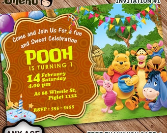 SALE 50% OFF Winnie the Pooh Birthday Invitation - Printable - Pooh Invitation for Kid - Pooh Invite - Pooh Party - Pooh Celebration