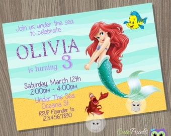 Little Mermaid Invitation, Ariel Invitation, Disney Little Mermaid, Little Mermaid Birthday, Mermaid Invitation, Princess Birthday invite