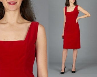 Vintage 50s XS Sexy Red Velvet Dress