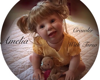 Reborn baby, Amelia , crawler, with top body Torso, Ready to ship!