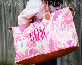 Monogram Weekender-Overnight Bag-Overnight Tote-Monogram Luggage-Monogram Duffle Bag-Monogram Carry On-Lily Pulitzer-Personalized Weekender